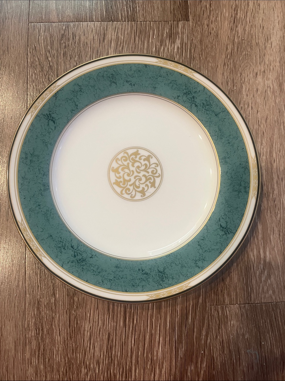 Mikasa Venetian Manor Porcelain Salad Plate with Teal Band and Gold Accents